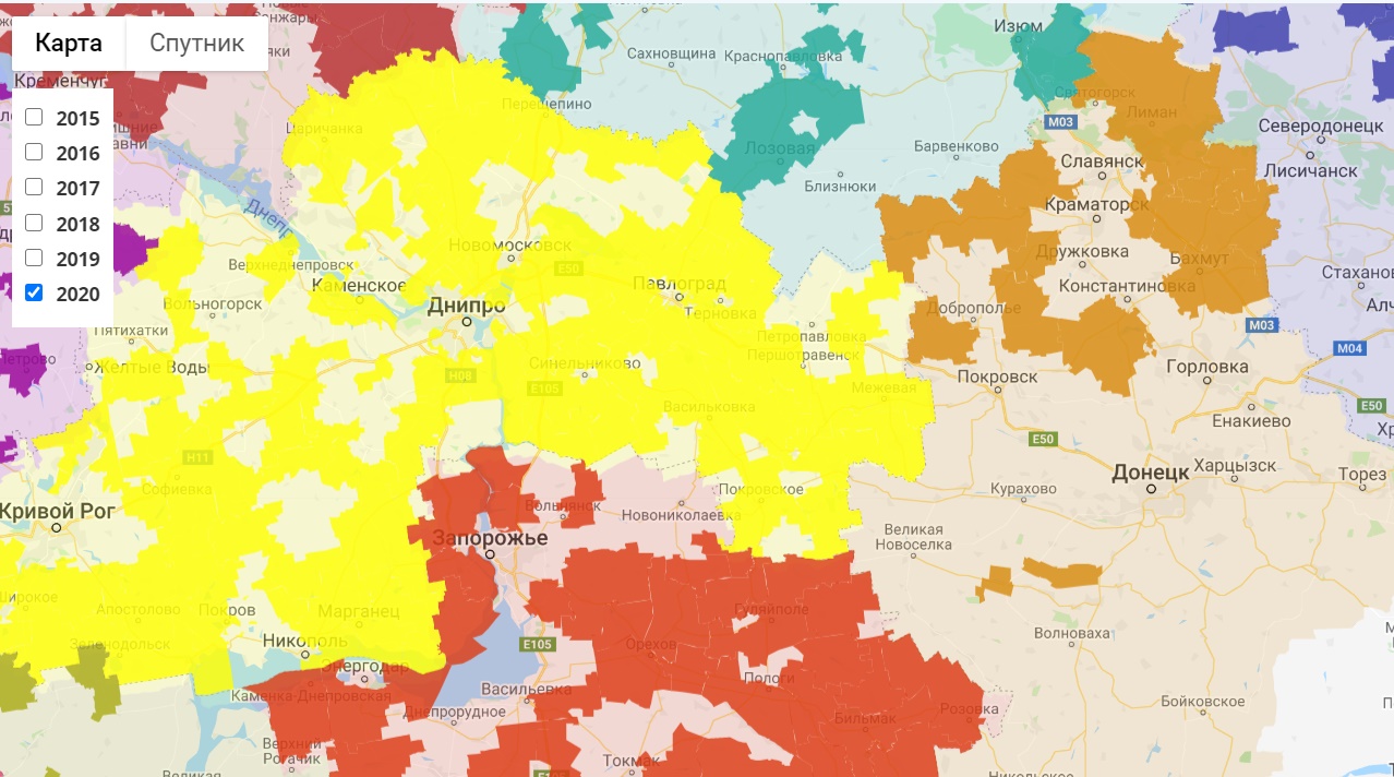 Повністю створеними в Донецькій області можна вважати 13 ОТГ / карта: decentralization.gov.ua