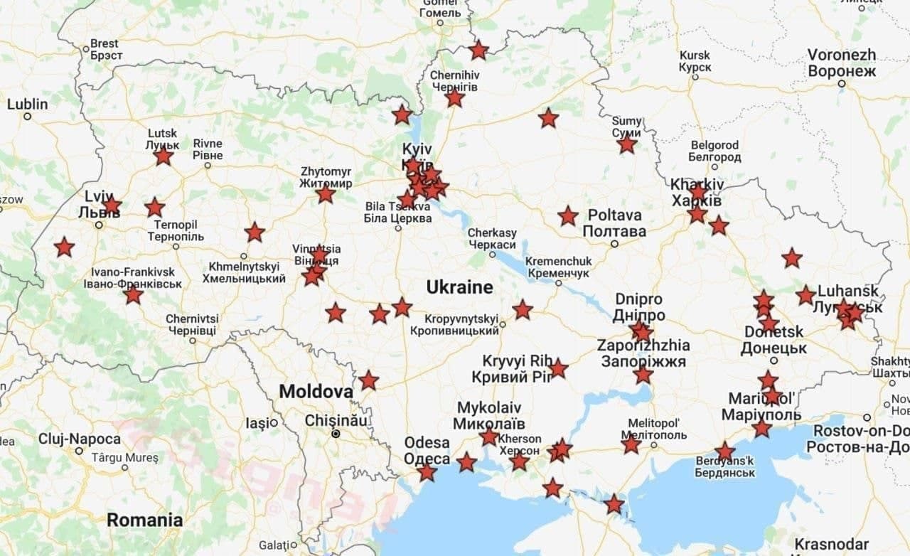 Map of Russian attacks 